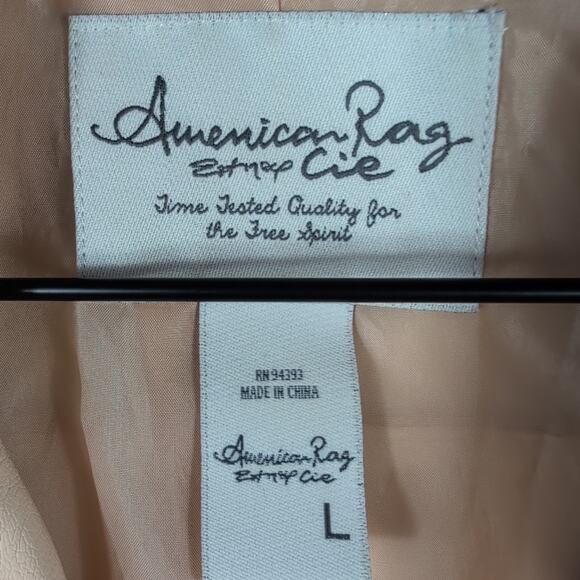 American Rag Jacket Womens L Pink Faux Leather Moto Full Zip Quilted Biker Style - Picture 8 of 15